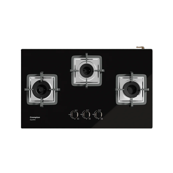 Crompton SuperSlim Matt 78 cm 3 Burner Hob with Auto Ignition, Brass Burners (TABSMHB783MBL)