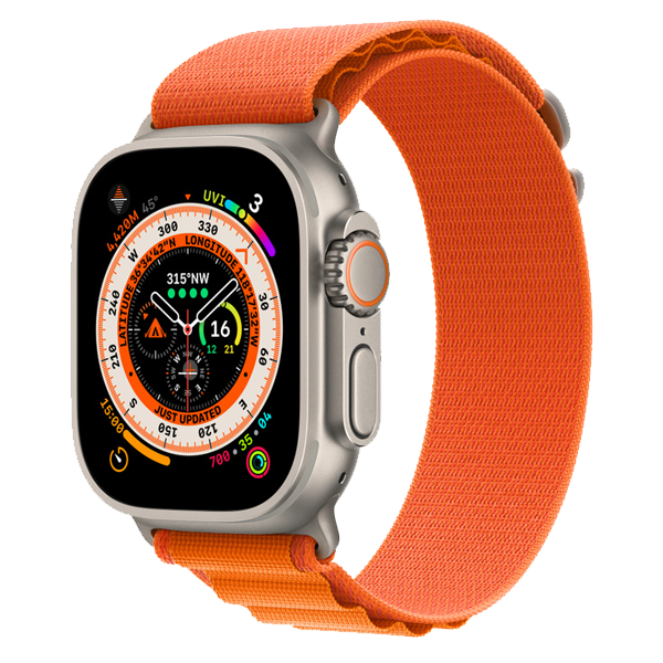 Apple Watch Ultra 49 mm Titanium Case with Large Orange Alpine Loop (GPS + Cellular) (IWULTRAGPSCEL49MMTOR)