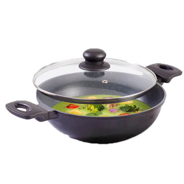 Wonderchef Duralite Die-Cast ,2.4 L Kadhai with Lid 24 cm (WCKHDURALDIECAST24CM)