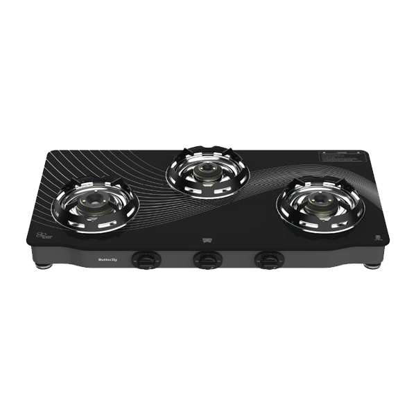 Butterfly Renz 3 Burner 3 Star Glass Top Gas Stove (3BRENZGCT)