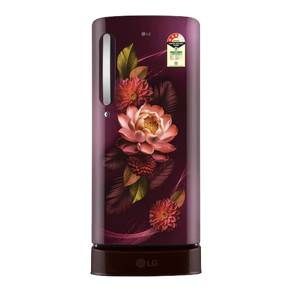 LG 185 L 3 Star Direct Cool Single Door Refrigerator with Base Stand Drawer (Red Water Lily, GLD1936YARW)