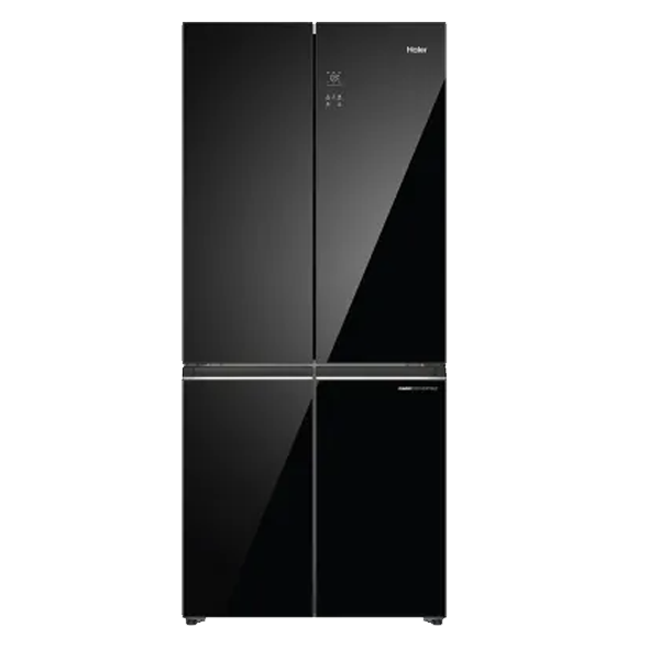Haier 520 Litres Black Glass Convertible 4 Door Side by Side  Wi-Fi Refrigerator (Lumiere Series, HRB600KGU1)