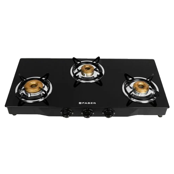 Faber JUMBO 3BB BK AI Toughened Glass Top 3 Burner Automatic Gas Stove (JUMBO3BBBKAI)