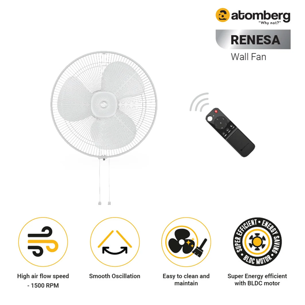 Atomberg Renesa 3 Blade Wall Fan ,White (RENESAWF)