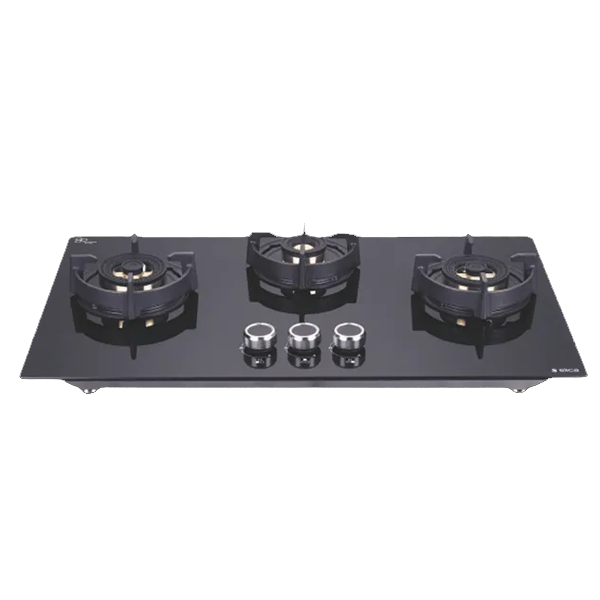Elica FLEXI DFS FB 3B 75 DX Glass Top 3 Burner Automatic Hob (Round Enamelled Grid, FLEXIDFSFB3B75DX)