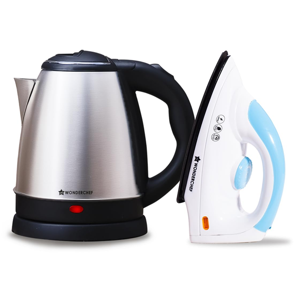 Wonderchef Crescent Electric Kettle 1.5 L and Swift Dry Iron for Cotton (WCEKCRESCENTSWIFTIRO)