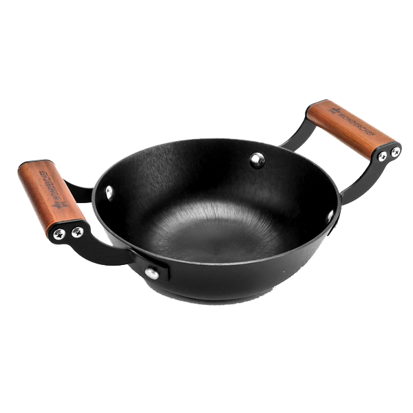 Wonderchef Pre-Seasoned Ferro Light 24cm Kadhai 2.3L Acacia Wooden Handles (WCIKHFERROCAST24CM)
