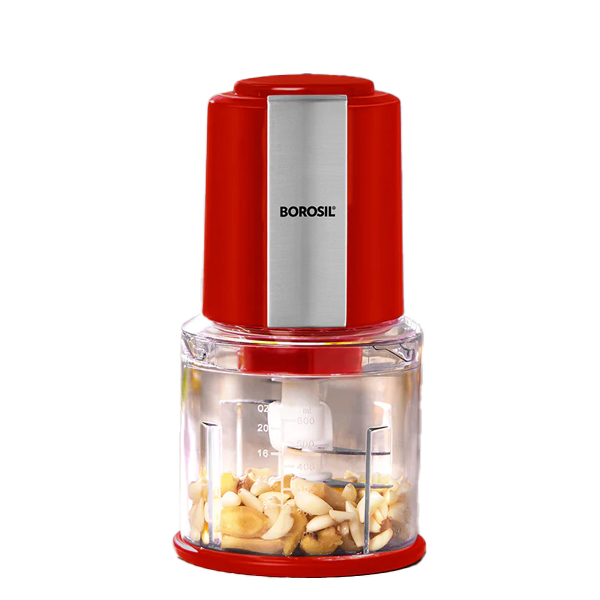 Borosil Chef Delite 300 Watts Electric Vegetable Chopper with Dual Blade (Red, BRSCHEFDELITE300W)