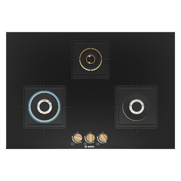 Bosch Built in Gas Hob Black Tempered glass Glass 3 Burner (PND7B6F20I)