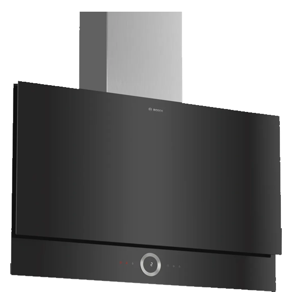 Bosch Series 8 wall-mounted cooker hood 90 cm clear glass black printed (DWF97RV60I)
