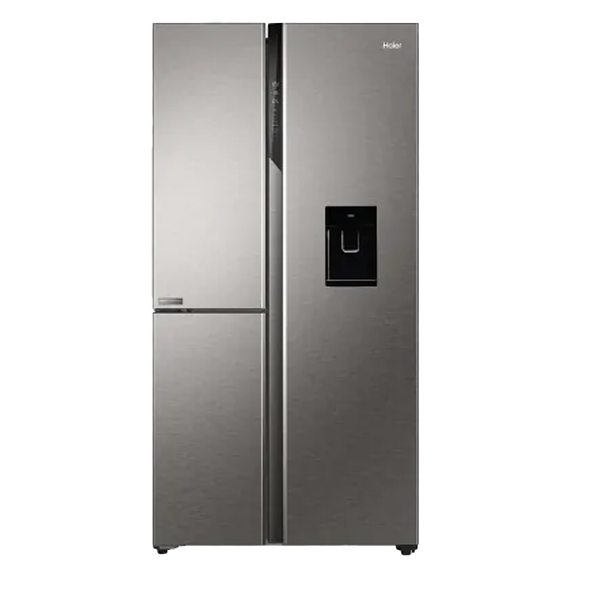 Haier 592L 3 Door Side by Side Refrigerator with Water Dispenser (Wi-Fi, Inox Steel, 3 Star, HRT683WISU1)